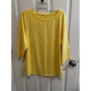 Belle By Kim Gravel XL Yellow Top Scoop Neck 3/4 Sleeves Stretch Preowned